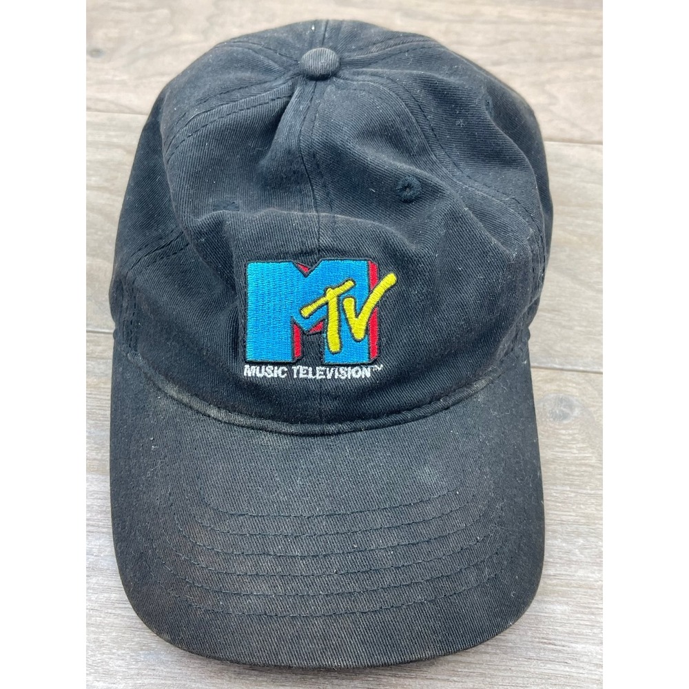 MTV Music Television Dad Hat Men's Strapback Black Logo 2017